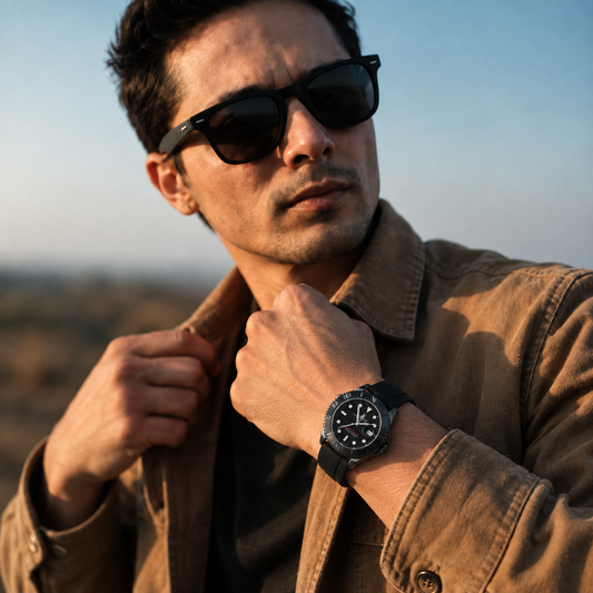 Luxury Black & Gold Yacht Master Style Watch for Men – Premium Silicone Strap, Date Display
