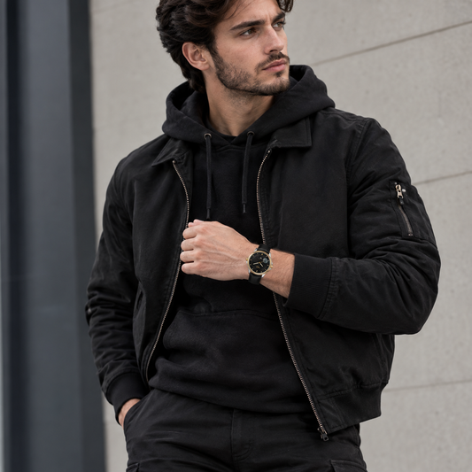 Men's Leather Watch – Water Resistant, Date Display