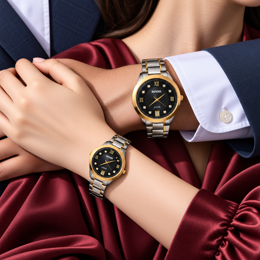 His & Hers Couple Watch Set | Roman Numeral Dial with Date