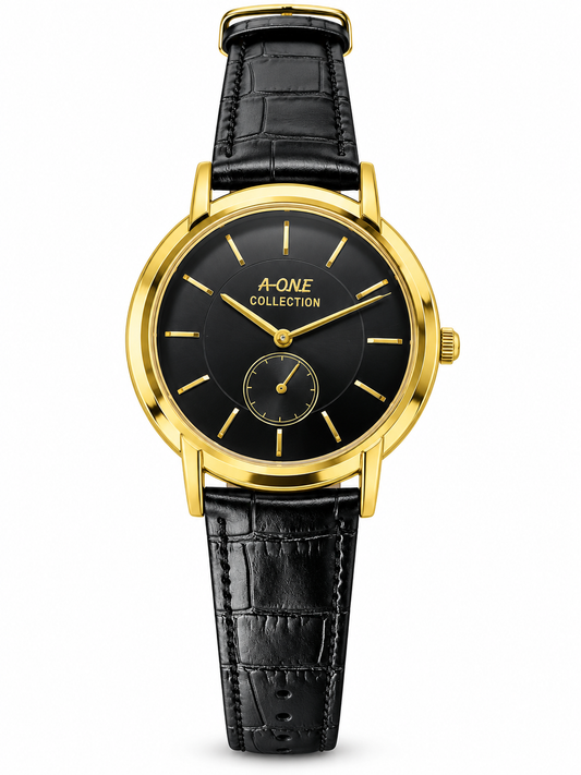 A-ONE men's watch — Black and gold watch on white.png