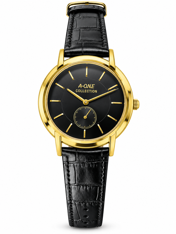 A-ONE men's watch — Black and gold watch on white.png
