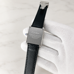 Men’s Rectangular Luxury Watch – Black Dial, Roman Numerals & Leather Strap