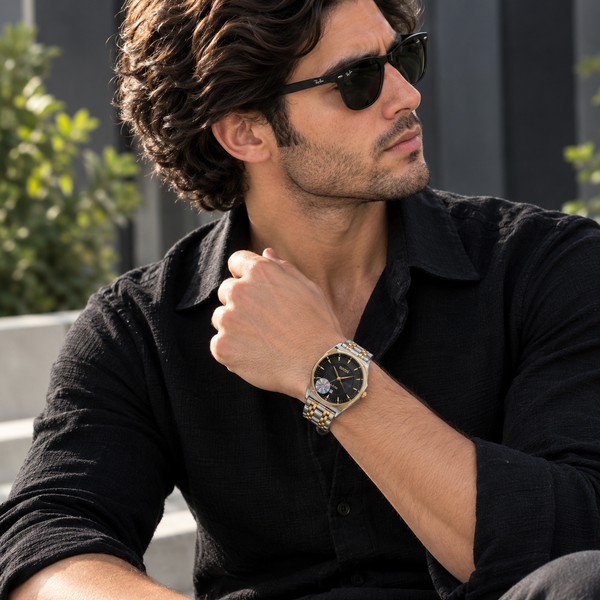 Men's Luxury Wrist Watch with Date Display and Sunburst Dial – Stainless Bracelet Style
