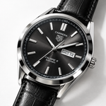 Men's Dress Watch – Leather Style Strap, Day-Date Display, Classic Round Case