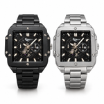 Curen Men's Square Chronograph Watch – Skeleton Dial, Steel Bracelet, 2 Finish Options