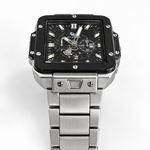 Curen Men's Square Chronograph Watch – Skeleton Dial, Steel Bracelet, 2 Finish Options
