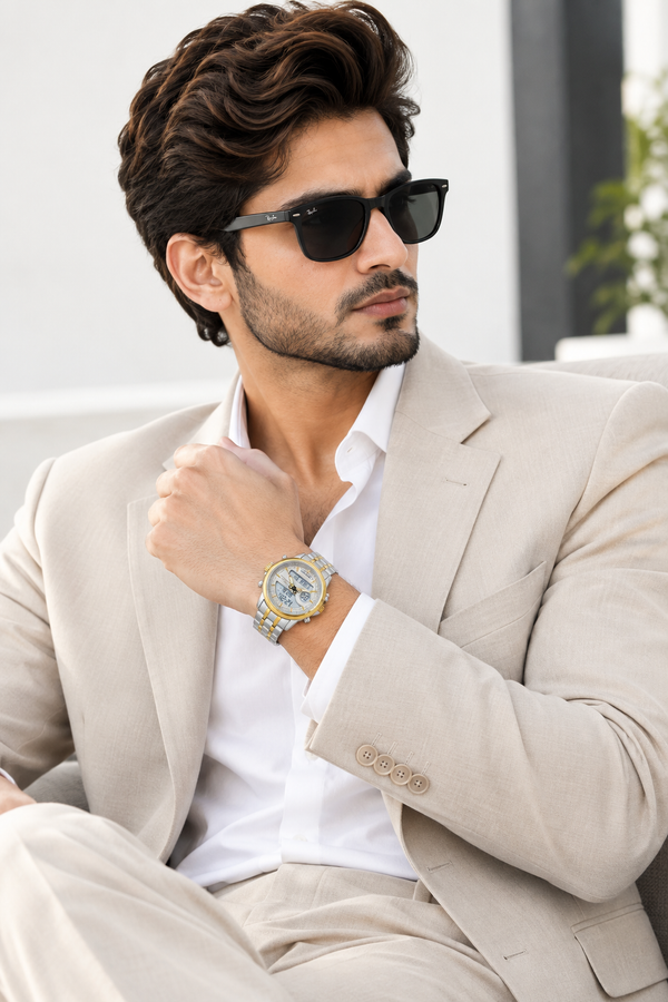 Men's Analog-Digital Dual Display Watch – Chronograph, Water Resistant 3ATM