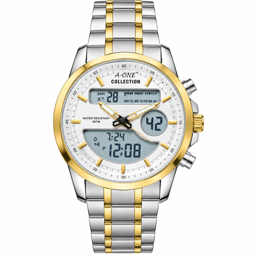 Men's Analog-Digital Dual Display Watch – Chronograph, Water Resistant 3ATM