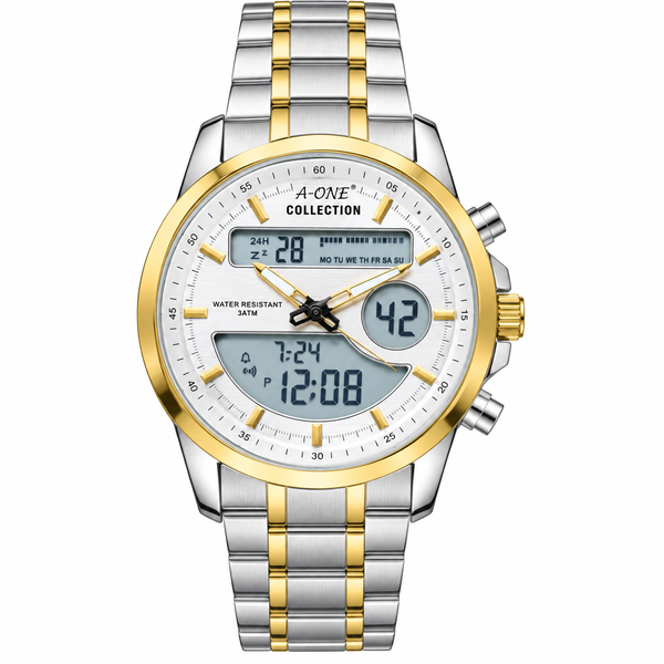 Men's Analog-Digital Dual Display Watch – Chronograph, Water Resistant 3ATM