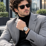 Men's Analog-Digital Watch – Leather Strap, Dual Time Display, Water Resistant 3ATM