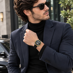 Men's Analog-Digital Watch – Leather Strap, Dual Time Display, Water Resistant 3ATM