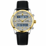 Men's Analog-Digital Watch – Leather Strap, Dual Time Display, Water Resistant 3ATM