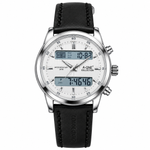 Men's Analog-Digital Watch – Leather Strap, Dual Time Display, Water Resistant 3ATM