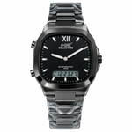 Men's Square Analog-Digital Watch – Steel Bracelet, Water Resistant 3ATM