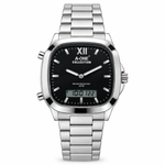 Men's Square Analog-Digital Watch – Steel Bracelet, Water Resistant 3ATM