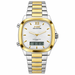 Men's Square Analog-Digital Watch – Steel Bracelet, Water Resistant 3ATM
