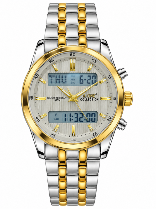 Men's Analog-Digital Watch – Steel Bracelet, Water Resistant 3ATM