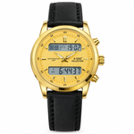 Men's Analog-Digital Watch – Leather Strap, Dual Time Display, Water Resistant 3ATM