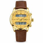 Men's Analog-Digital Watch – Leather Strap, Dual Time Display, Water Resistant 3ATM