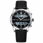 Men's Analog-Digital Watch – Leather Strap, Dual Time Display, Water Resistant 3ATM