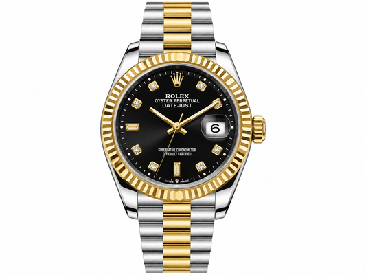 Men's Fluted Bezel Steel Watch – Honeycomb Dial, Date Display