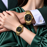 His & Hers Couple Watch Set | Roman Numeral Dial with Date