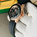 Luxury Black & Gold Yacht Master Style Watch for Men – Premium Silicone Strap, Date Display