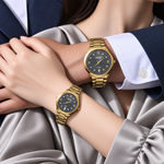 His & Hers Couple Watch Set | Roman Numeral Dial with Date
