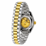 Men’s Two-Tone Automatic Watch – Silver Dial, Gold Bezel, Diamond-Style Markers & Date Display