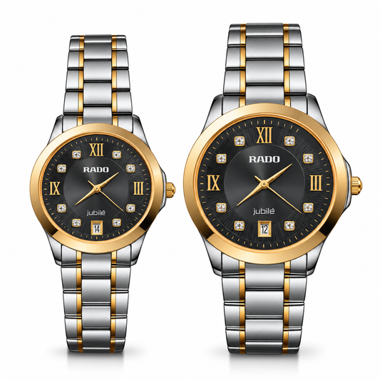 His & Hers Couple Watch Set | Roman Numeral Dial with Date