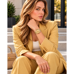 Women’s Elegant Bracelet Watch – Fluted Bezel, Crystal-Style Markers & Date